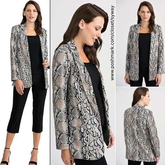 JOSEPH RIBKOFF Snake Print Open Front Jacket - Picture 1 of 12